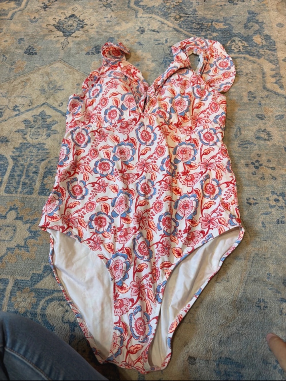 Vineyard Vines Floral One-Piece Swimsuit - Red & Blue
